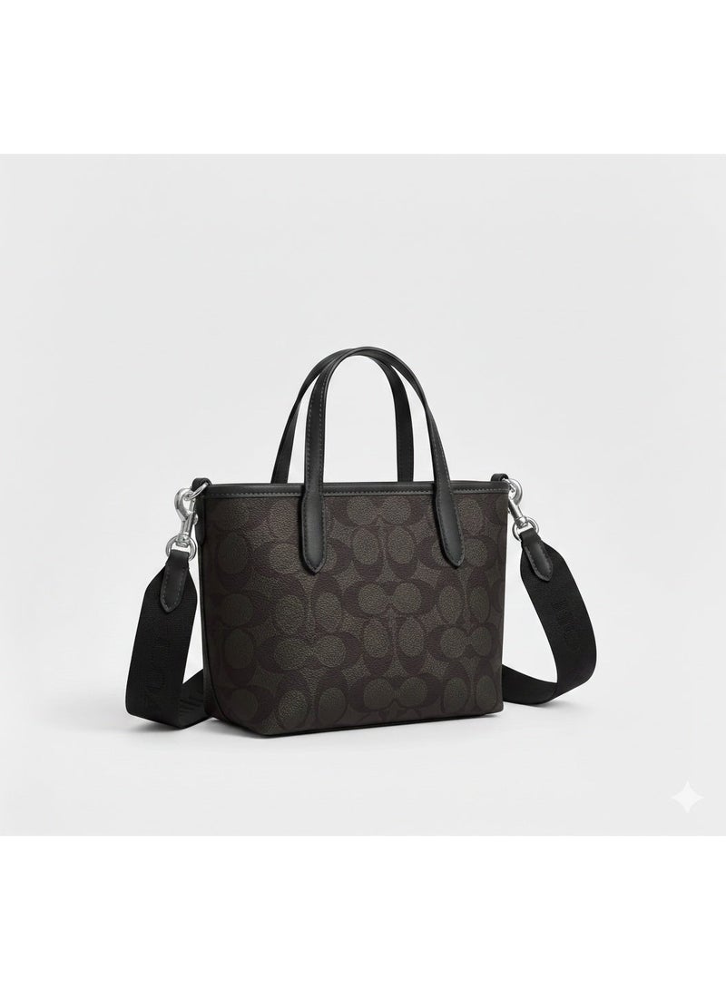 coachoutlet Coach City Mini Tote Bag in Signature Canvas - Black/Gray - Image 2